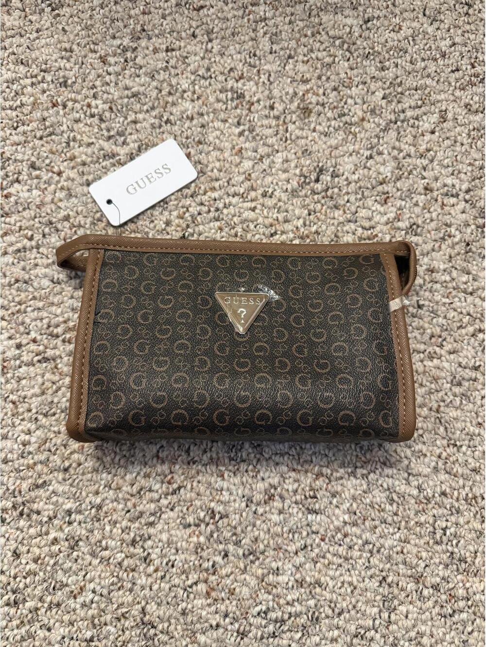 GUESS brown makeup pouch bag